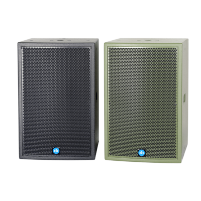 renkus-heinz tx112s and ta112sa speaker black and green front view