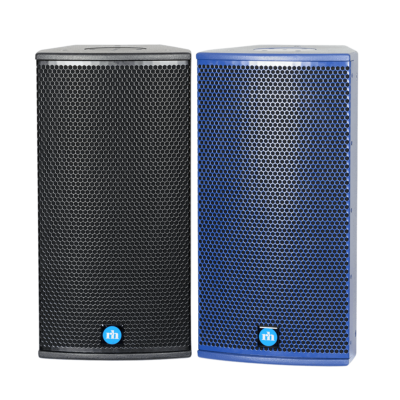 renkus-heinz tx81 and ta81a speaker black and blue front view