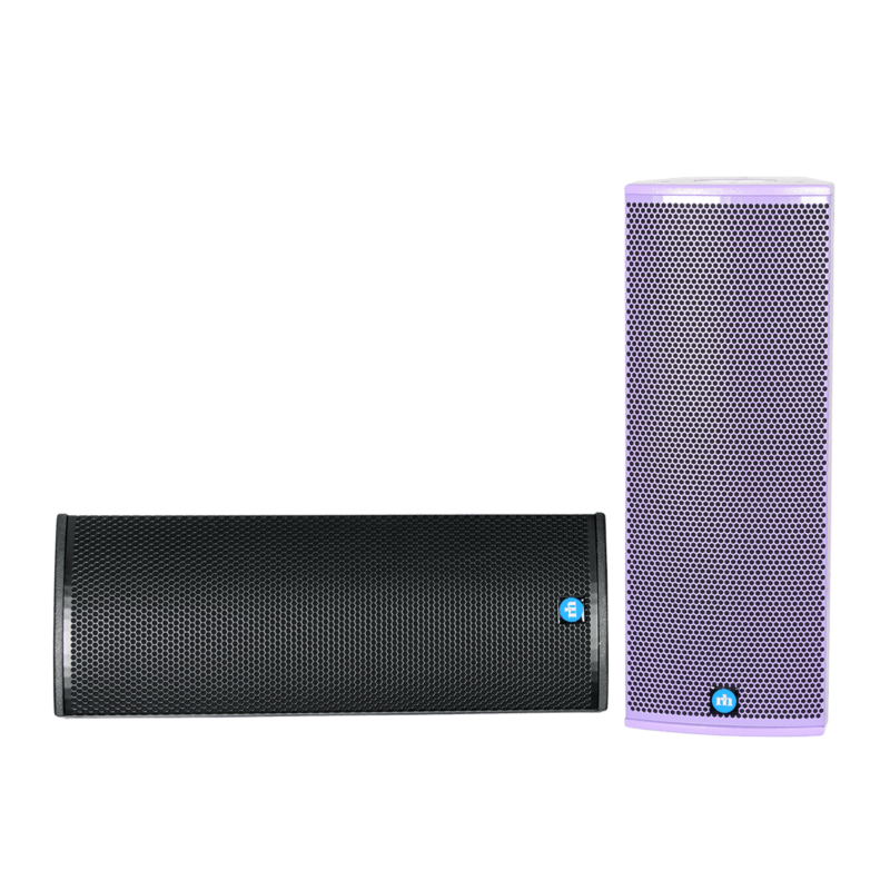 renkus-heinz tx82 and ta82a speaker black and purple front view