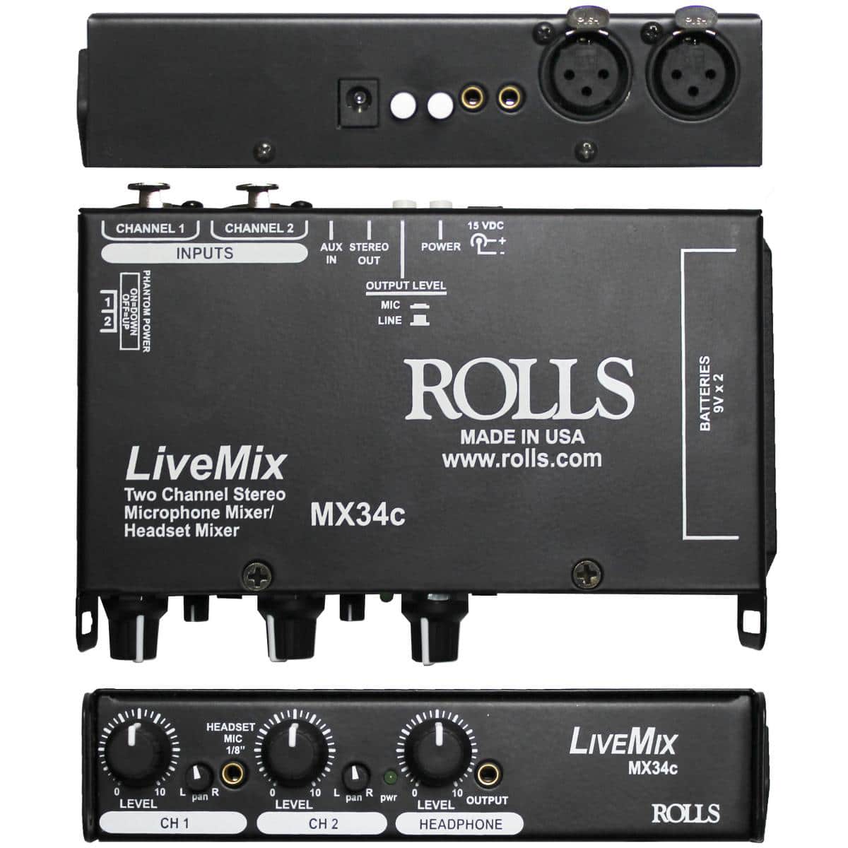 MX34C rolls Live Mix 2 Ch Av Mixer 