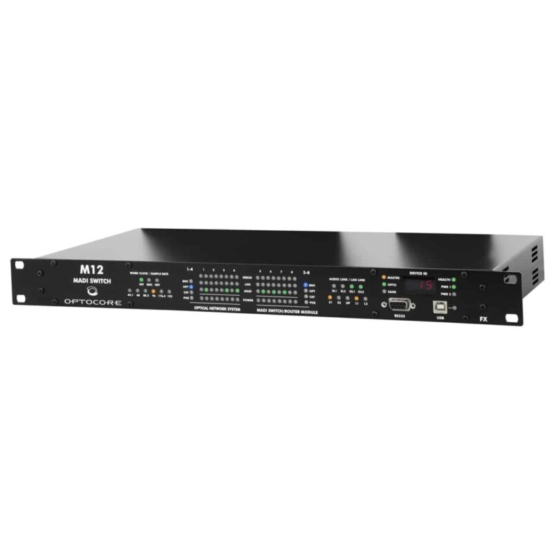Optocore M12 OPT MADI Optical Network switch with SANE fiber front