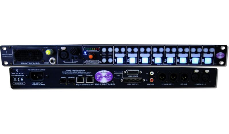 Glensound Beatrice R8 4M Intercom 8 CH DANTE 1RU Fully featured. 4